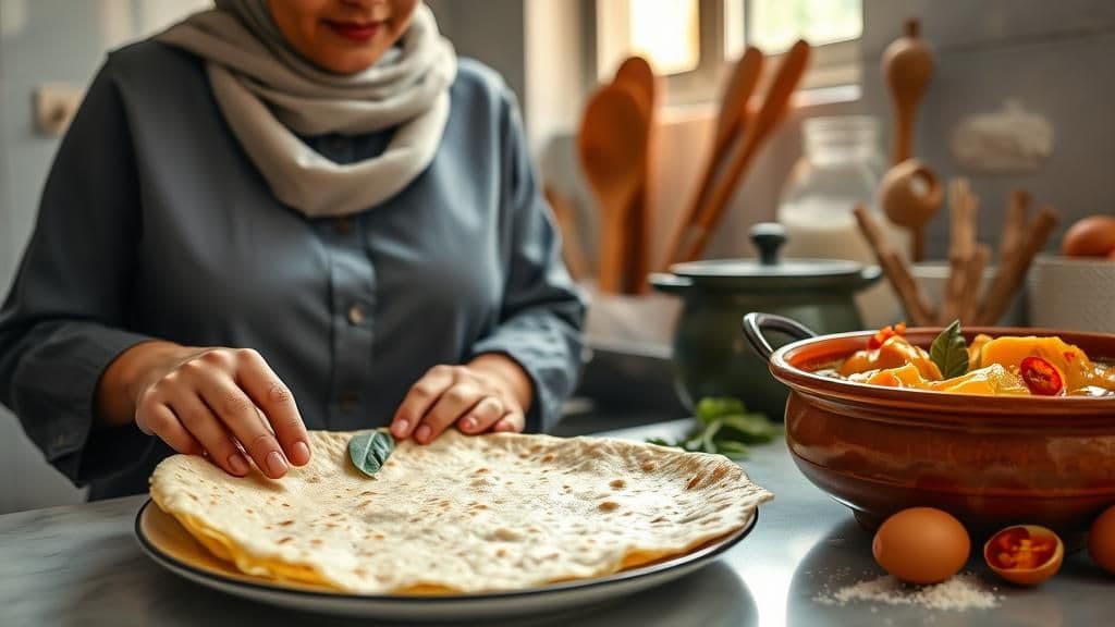 Roti jala kuah kari ayam